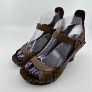 Chocolate Negro WMNS Brown Pumps EU 37 Sling Back Heels Peep Toe Wedge Retro